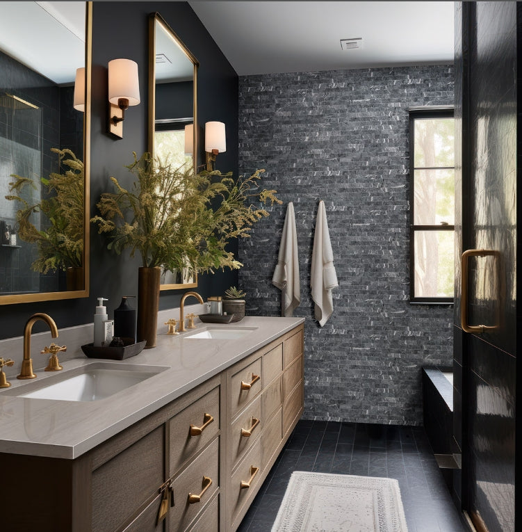 Marquina Nero Stacked Stone – Rockmount™ Collection | Split Face Finish