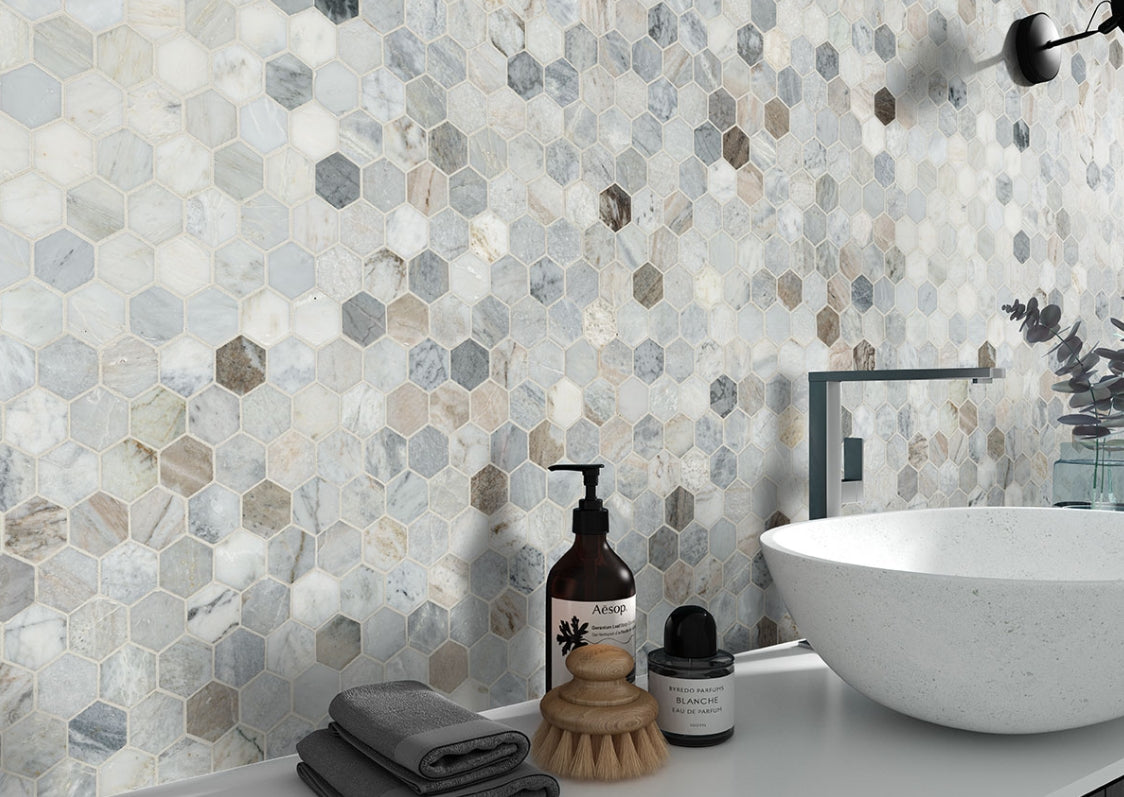 Capri Blue 2" Hexagon Mosaic Tile