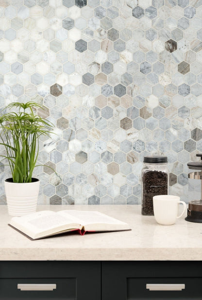 Capri Blue 2" Hexagon Mosaic Tile