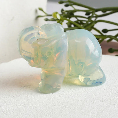 Hand Carved Gemstone Elephant Figurine, Natural Stone, Amethyst, Mini Animal Statue, Crystal Craft Chakra Meditation, Home Decor
