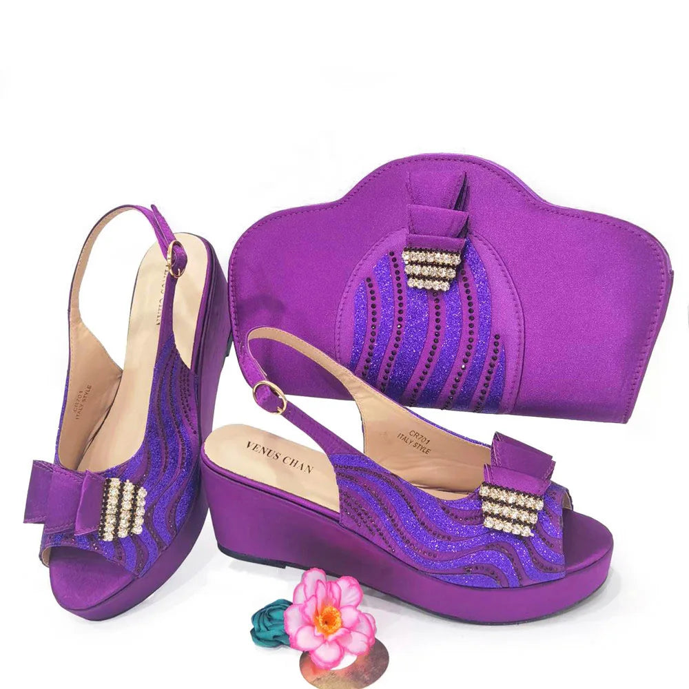 Ladies Shoes With Matching Bag Set for Party