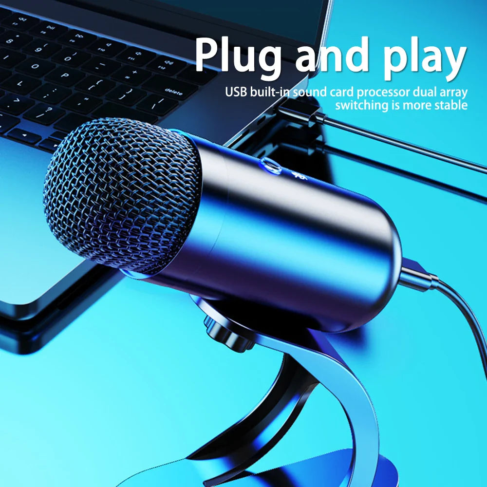USB Gaming PC Microphone for Streaming Podcasts Desktop Wired Microphone Game Conference Recording Noise Cancelling Microphone