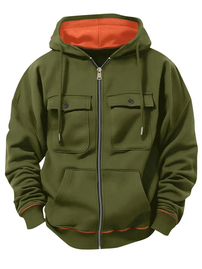 2025 Zipper Hoodies Autumn Winter Men's New Long Sleeve Hooded Sweatshirt Fashion Casual Male Outfit Sportwear Loose Fit Clothes