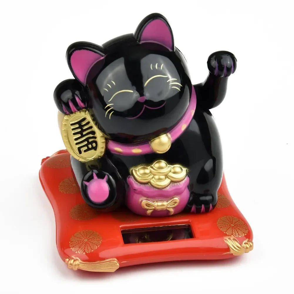 2.5 Japanese Solar Wave Hand Lucky Cat, Car Decorations, New Year Decorations  Hand Crafts Figurines And Miniatures 1pc Plastic