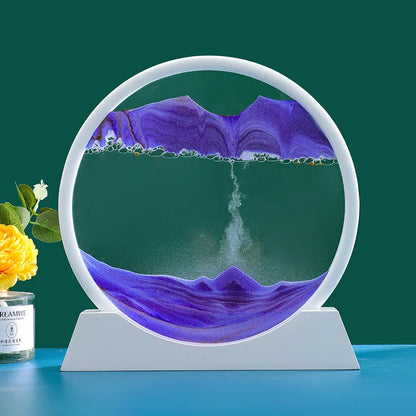 3D Moving Sand Art Picture Round Glass Deep Sea Sandscape Hourglass Quicksand Craft Flowing Painting Office Home Decor Gift