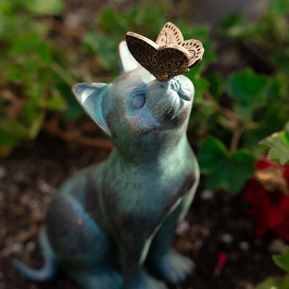 Cat Resin Figurine Bronze Lawn Porch Yard Home Garden Outdoor Sculpture Statue Decoration Home Office Ornament