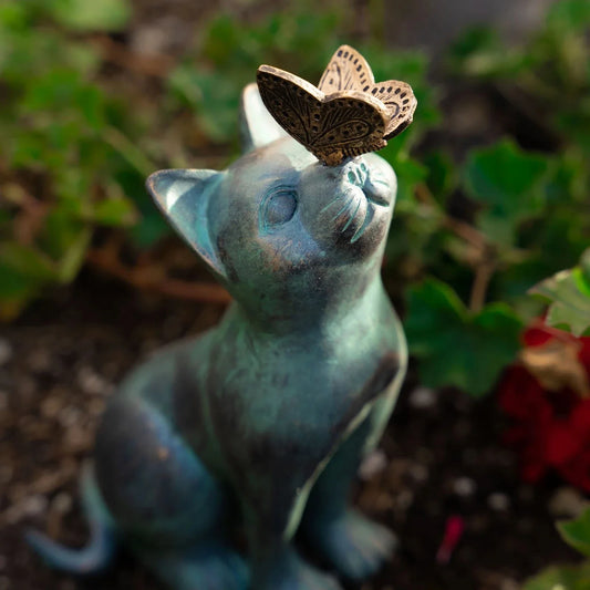 Cat Resin Figurine Bronze Lawn Porch Yard Home Garden Outdoor Sculpture Statue Decoration Home Office Ornament
