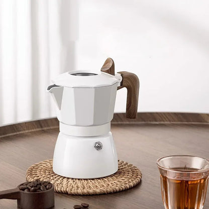 Espresso Maker Dual Valve Moka Pot Vintage Wooden Handle150ML Coffee | Coffee Makers | Kitchen + Metal