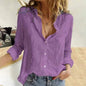 Oversized Linen Cotton Blouse Women's Blouse S-3XL Loose Summer Shirt Turn Down Collar Long Sleeve Solid Color Button Top