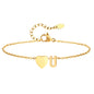 Women Heart Initial Stainless Steel Personalized Anklet Bracelets