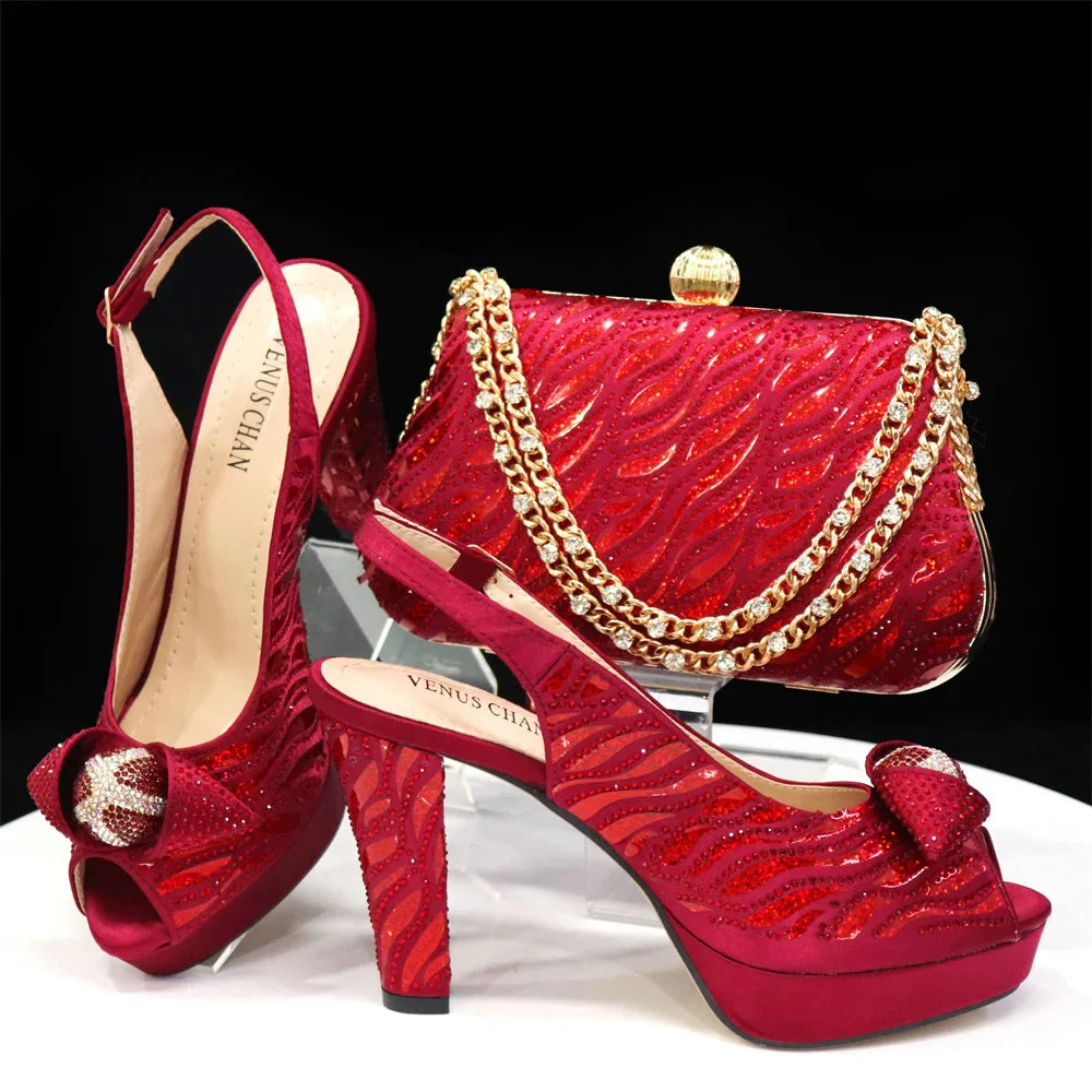 Italian Shoes And Bag Sets For Evening Party With Stones HJK1-60