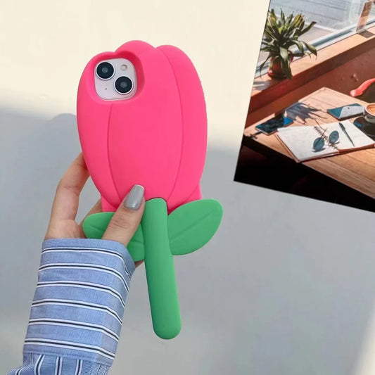 3D Cute Tulips Flower Soft Silicone Phone Case