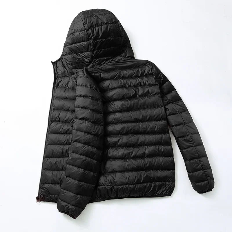 Lightweight Down Cotton Coat Men's Winter Cropped Jacket Stand Collar Hooded Outerwear