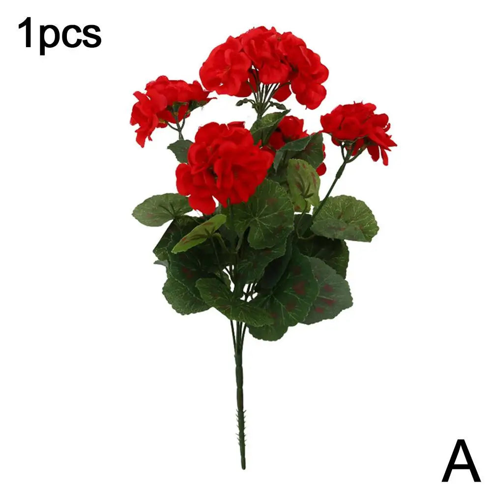 Artificial Geranium Red Pink Flowers Plant Artificial Flower Silk Fake Hydrangea Begonia Flower Home Office Wedding Decoration
