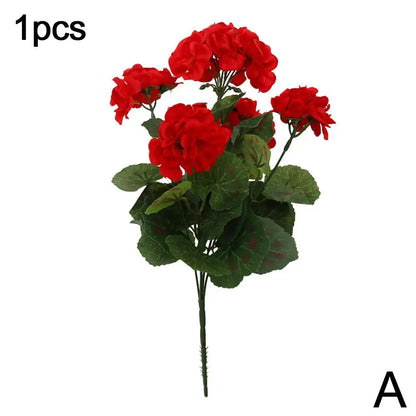 Artificial Geranium Red Pink Flowers Plant Artificial Flower Silk Fake Hydrangea Begonia Flower Home Office Wedding Decoration