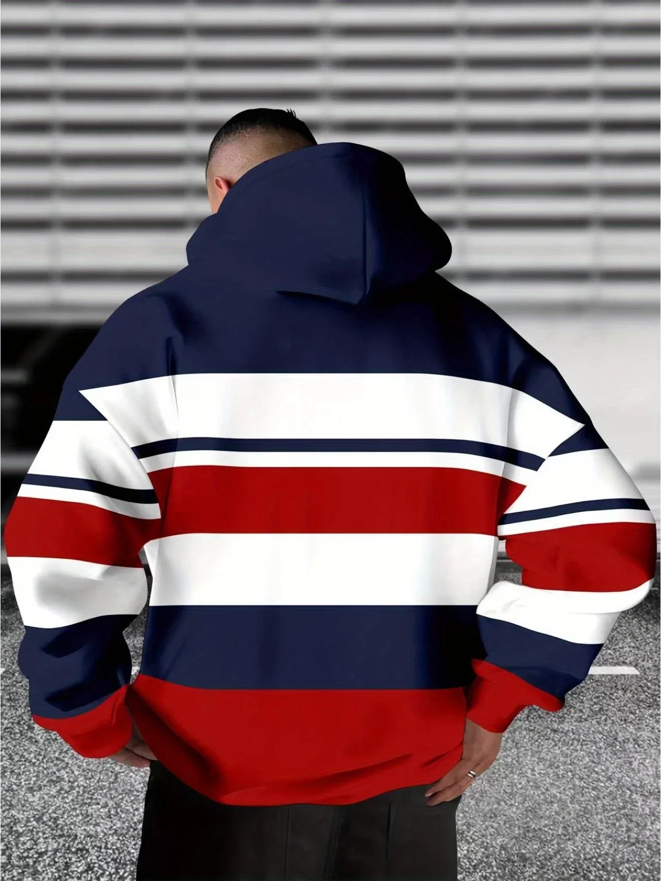 Men's 3D Printed Hooded Sweatshirt with Color Block and Striped Printing Simple and Casual Sportswear Modern Street Style