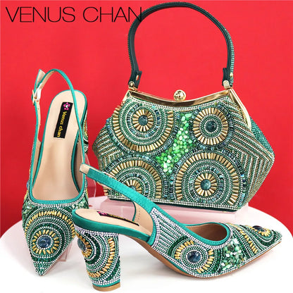 Popularity Italian Design Luxury Women's Pointed Shoes And Bag Set