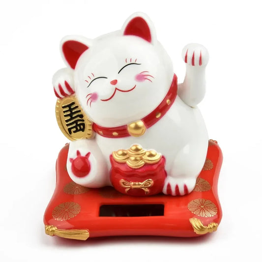 2.5 Japanese Solar Wave Hand Lucky Cat, Car Decorations, New Year Decorations  Hand Crafts Figurines And Miniatures 1pc Plastic