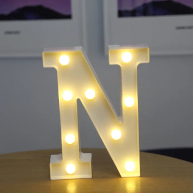 Decorative Letters Alphabet Letter LED Lights Luminous Number Lamp Night Light Wedding Proposal Party Baby Bedroom Decoration