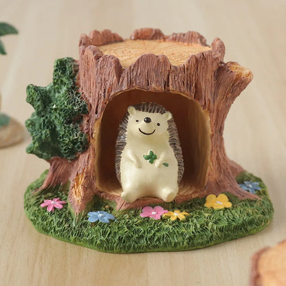 Forest Tree Hole Resin Decor Creative Office Home Desk Decoration Miniature Nature Craft Artwork Desktop Ornament  Home Decor