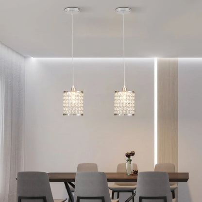 Crystal Pendant Light Modern Kitchen Island Lighting Adjustable White | Lighting | Kitchen + Metal