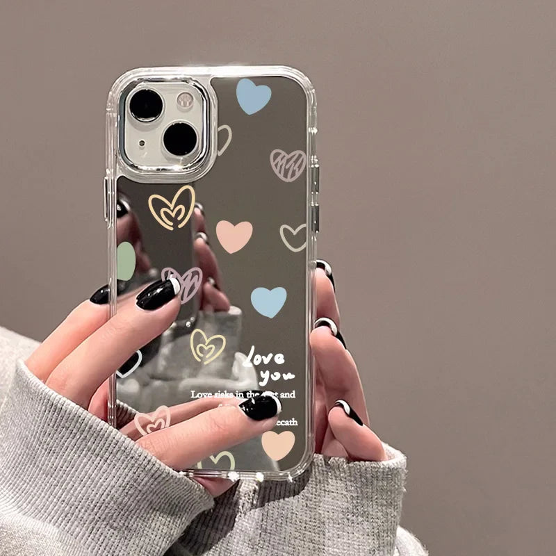 Cute Bow Luxury Plating Make Up Mirror Cover Phone Case