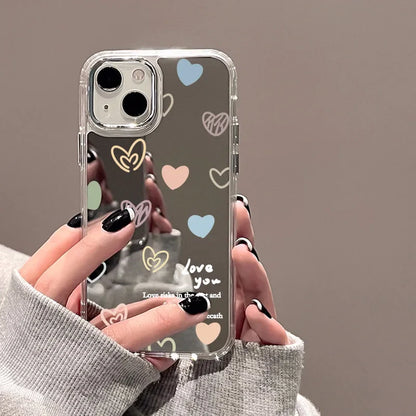 Cute Bow Luxury Plating Make Up Mirror Cover Phone Case