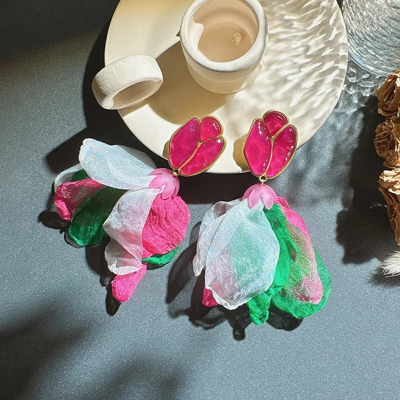 Handmade Cotton Long Tassel  Earrings