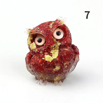 1PCS Crystal Stone Owl Animal Crafts Hand Made Small Figurines DIY Resin Table Decor Home Decor Girls Gifts