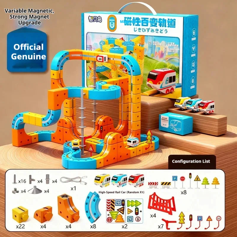 Magnetic Cube Track & High-Speed Train Set