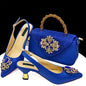 Women's Crystal Pointed High Heels Shoe Bag Set