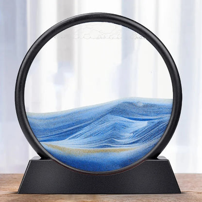 7-inch Quicksand Sand View Deep Sea Art Picture Hourglass 3D Dynamic Display Motion Sand Painting Home Office Decoration Gifts