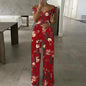 Fashion Printed Off-shoulder Jumpsuit for Women - Casual High-waist Sleeveless One-shoulder Jumpsuit