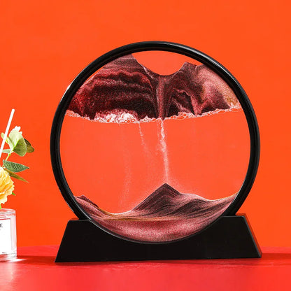 3D Moving Sand Art Picture Round Glass Deep Sea Sandscape Hourglass Quicksand Craft Flowing Painting Office Home Decor Gift
