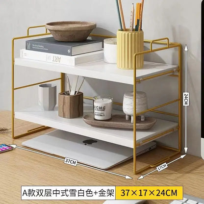 Adjustable Cosmetic Storage Shelf Desktop Organizer Kitchen Storage Rack Office Multi-Layer Dormitory Table Shelf Small Bookshel