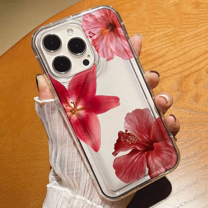 Cherry Flower Print Clear Phone Case