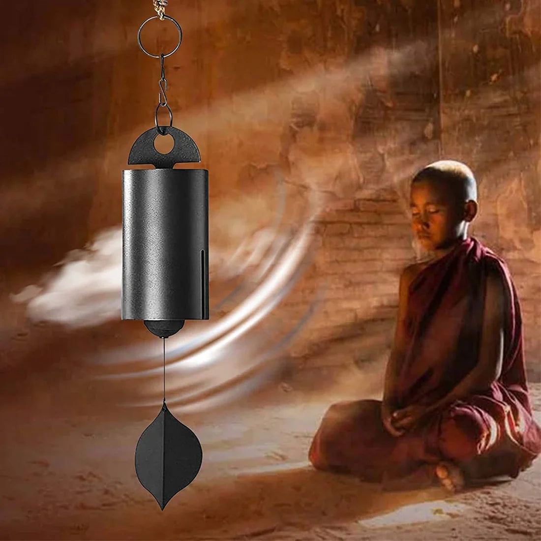 Deep Resonance Serenity Bell Windchime - Metal Hanging Wind Chime Handcrafted Steel Bell Plays Beautifully in the Wind