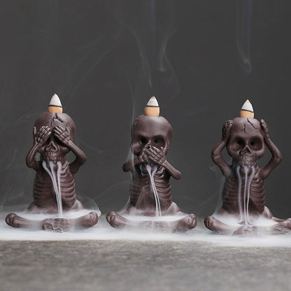 Halloween Skeleton Ceramic Backflow Incense Burner Holder
