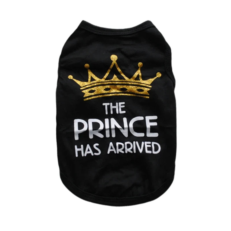 Summer Pet T-shirt Puppy Dog Clothes Crown Princess Letter Printed Cat Vest Cotton T Shirt Pug Chihuahua Costumes for Small Dogs