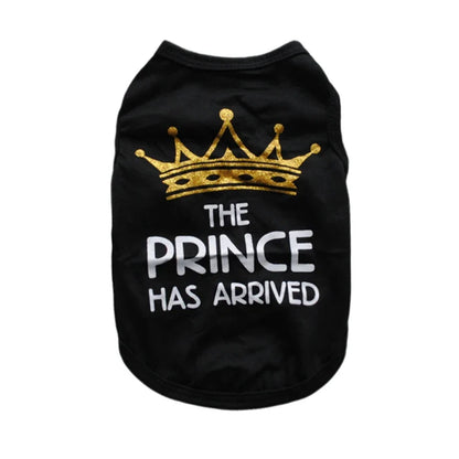 Summer Pet T-shirt Puppy Dog Clothes Crown Princess Letter Printed Cat Vest Cotton T Shirt Pug Chihuahua Costumes for Small Dogs