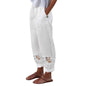 Cropped Loose Pants Women - Streetwear Cotton Lace Casual Pants Elastic Waist Trousers