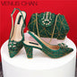 Italian Shoe and Bag Set With Decorated with Rhinestone