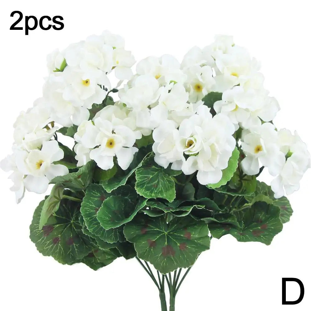 Artificial Geranium Red Pink Flowers Plant Artificial Flower Silk Fake Hydrangea Begonia Flower Home Office Wedding Decoration