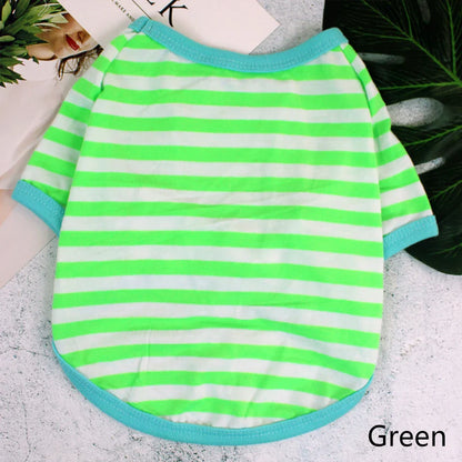 Stripe Spring Dog T-shirt Soft Small Medium Dog Puppy Clothing Shirt Vest Printed Pet Dog Puppy Vest T-shirt Dog Cloth