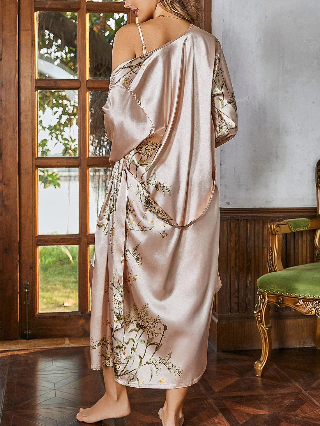 The Soft Life Set – Satin Robe & Nightgown Duo by KUSHIE