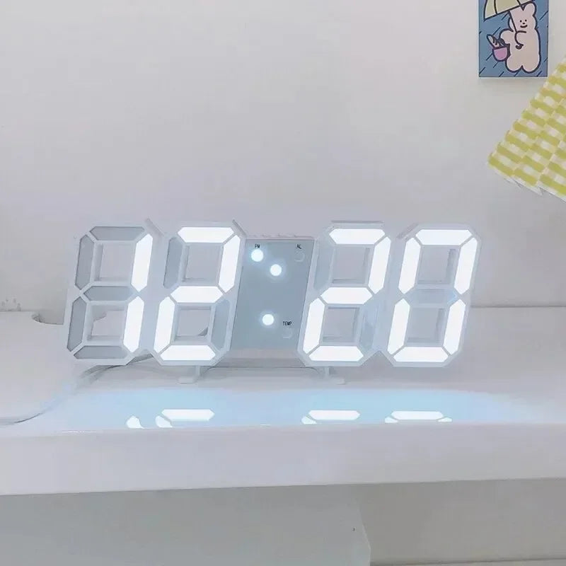 LED Digital Wall Clock - Modern Alarm Clock for Bedroom & Living Room