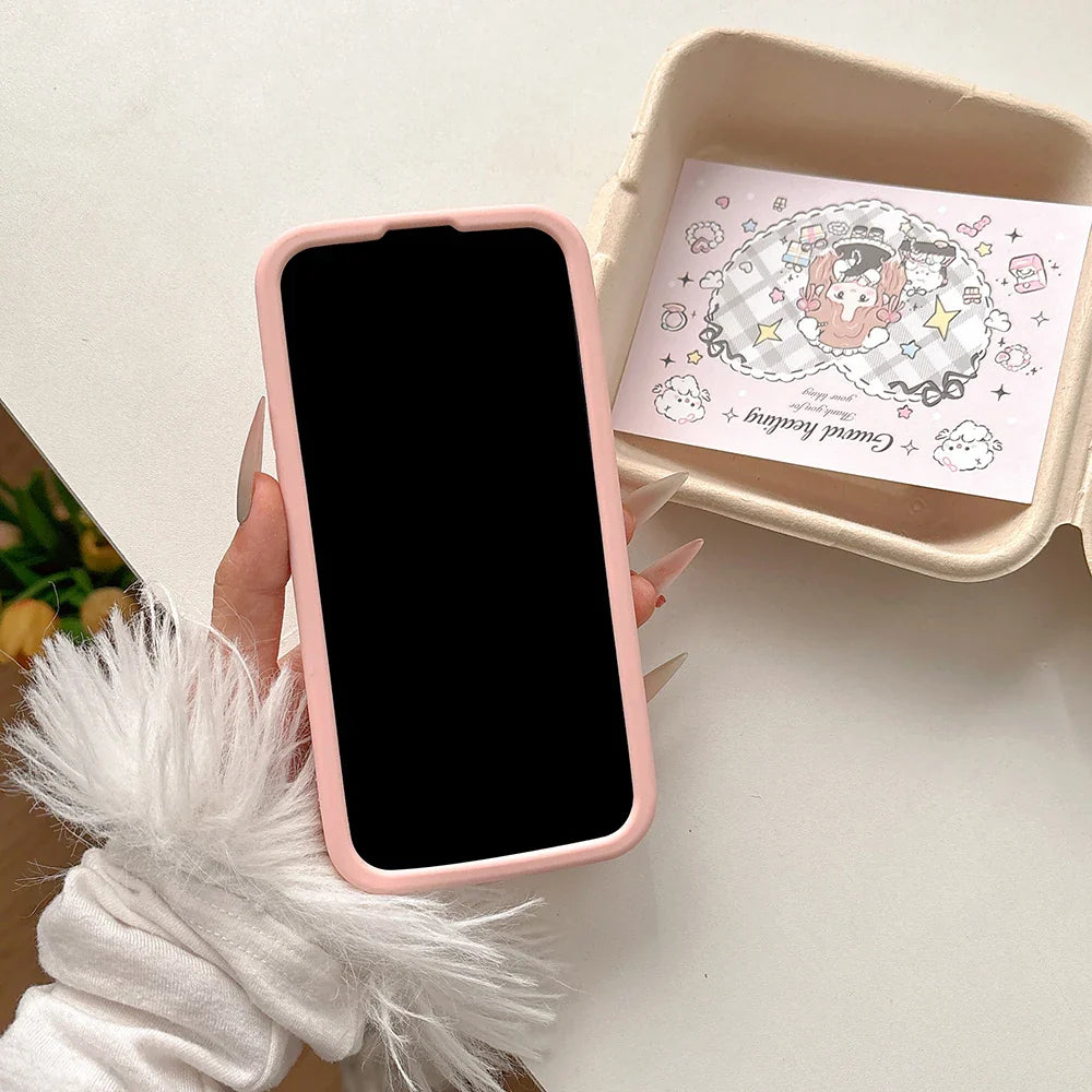 Kawaii Summer Fruit Floral Peach Bracket Soft Silicone Phone Case