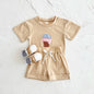 Baby Outfit Set for Newborns -Summer Ice Cream Print round Baby Outfit SeNeck T-shirt Sports Shorts 2PCS  Combo Unisex 0-3 Years