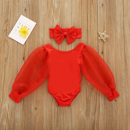 Newborn Baby Girl Clothes Spring Autumn Fashion Long Sleeve Bodysuit Lovely Jumpsuit Headband  2pcs Baby Girl Outfit Set