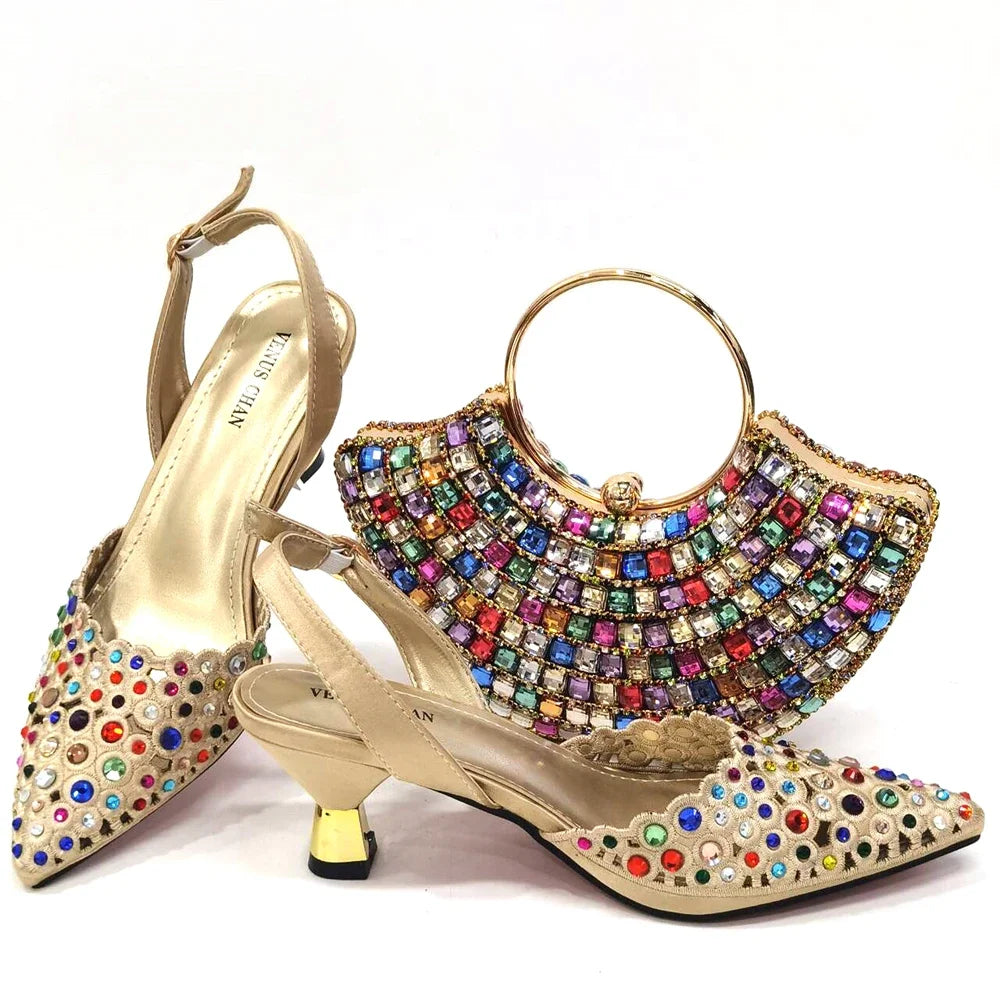 Latest Luxury Pattern Ladies Shoes And Bag Set